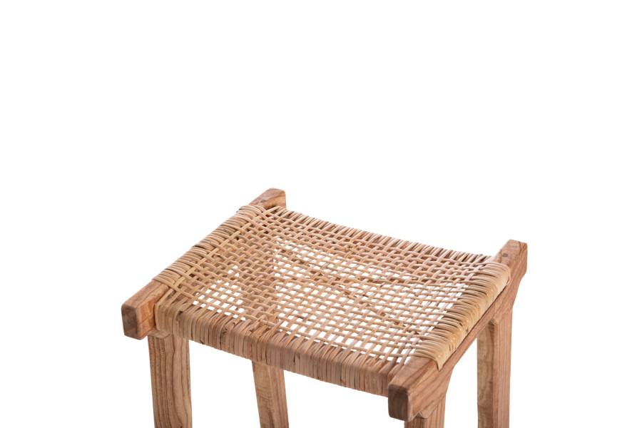 ΣΚΑΜΠΟ ΜΕΣΑΙΟΥ ΥΨΟΥΣ ΑΠΟ MINDI ΞΥΛΟ ΚΑΙ ΚΑΘΙΣΜΑ RATTAN 40X35X66Υεκ.HM9382.11