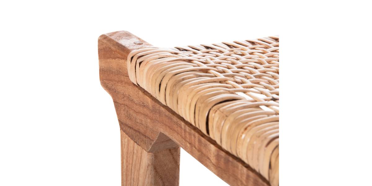 ΣΚΑΜΠΟ ΜΕΣΑΙΟΥ ΥΨΟΥΣ ΑΠΟ MINDI ΞΥΛΟ ΚΑΙ ΚΑΘΙΣΜΑ RATTAN 40X35X66Υεκ.HM9382.11