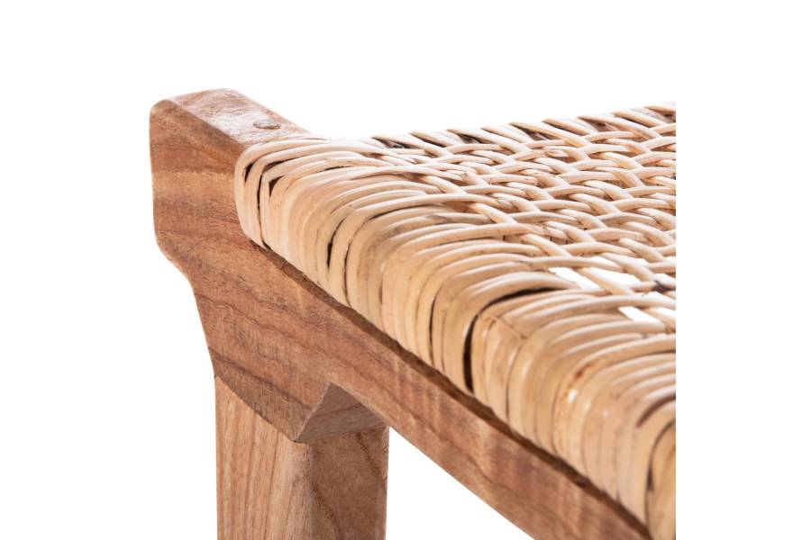 ΣΚΑΜΠΟ ΜΕΣΑΙΟΥ ΥΨΟΥΣ ΑΠΟ MINDI ΞΥΛΟ ΚΑΙ ΚΑΘΙΣΜΑ RATTAN 40X35X66Υεκ.HM9382.11