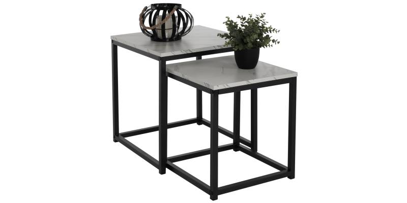 ΖΙΓΚΟΝ GRELAY 2 ΤΕΜ MDF ΟΨΗ ΜΑΡΜΑΡΟΥ & ΜΕΤΑΛΛΟ HM8762.12 45Χ45Χ50εκ. & 37Χ37Χ43 εκ.