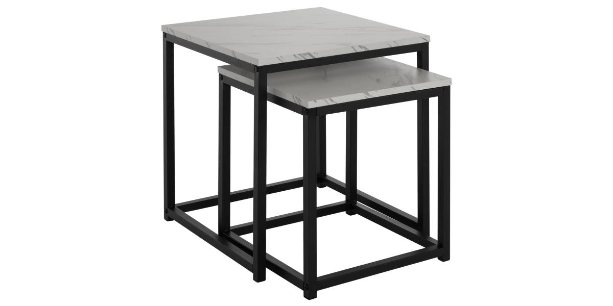 ΖΙΓΚΟΝ GRELAY 2 ΤΕΜ MDF ΟΨΗ ΜΑΡΜΑΡΟΥ & ΜΕΤΑΛΛΟ HM8762.12 45Χ45Χ50εκ. & 37Χ37Χ43 εκ.