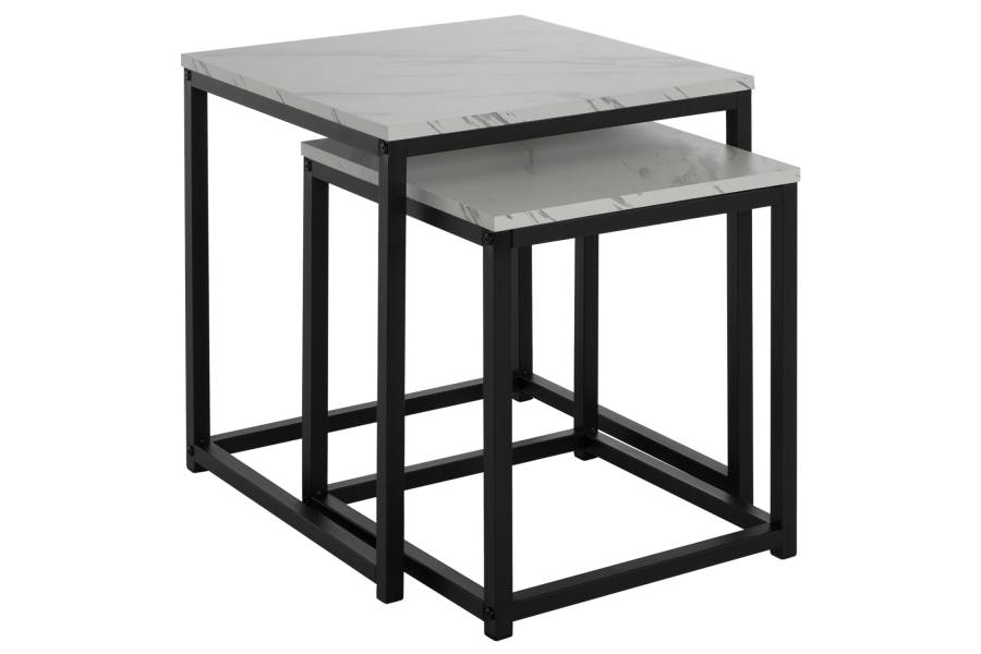 ΖΙΓΚΟΝ GRELAY 2 ΤΕΜ MDF ΟΨΗ ΜΑΡΜΑΡΟΥ & ΜΕΤΑΛΛΟ HM8762.12 45Χ45Χ50εκ. & 37Χ37Χ43 εκ.