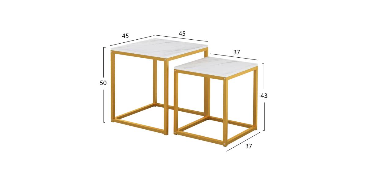 ΖΙΓΚΟΝ GRELAY 2 ΤΕΜ MDF ΟΨΗ ΜΑΡΜΑΡΟΥ & ΜΕΤΑΛΛΟ HM8762.11 45Χ45Χ50εκ. & 37Χ37Χ43 εκ.