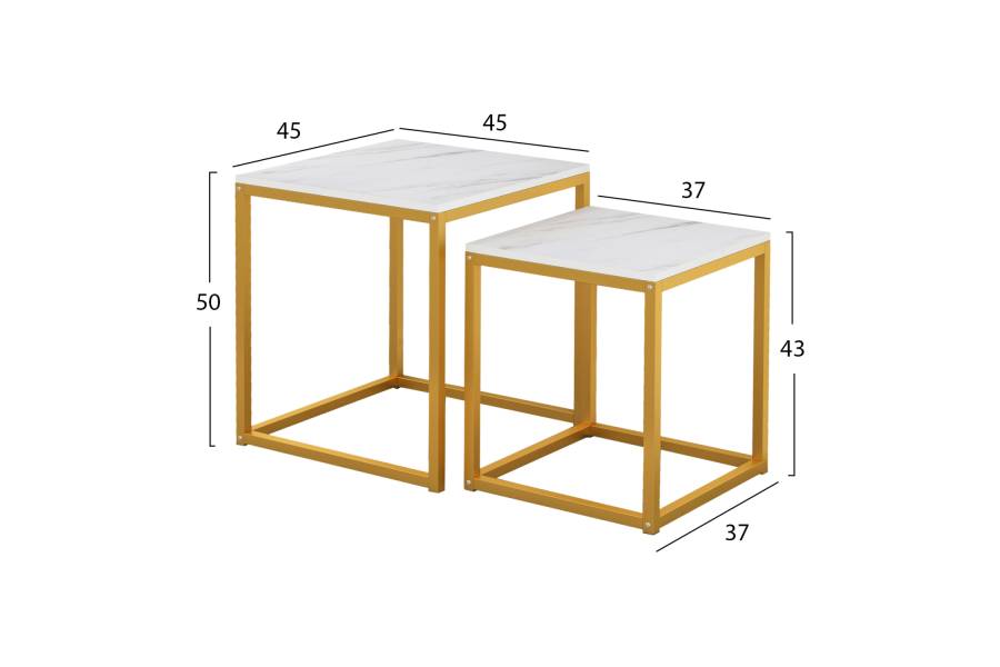 ΖΙΓΚΟΝ GRELAY 2 ΤΕΜ MDF ΟΨΗ ΜΑΡΜΑΡΟΥ & ΜΕΤΑΛΛΟ HM8762.11 45Χ45Χ50εκ. & 37Χ37Χ43 εκ.