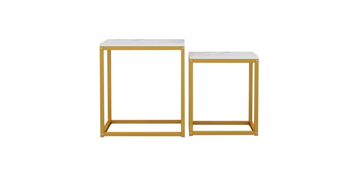 ΖΙΓΚΟΝ GRELAY 2 ΤΕΜ MDF ΟΨΗ ΜΑΡΜΑΡΟΥ & ΜΕΤΑΛΛΟ HM8762.11 45Χ45Χ50εκ. & 37Χ37Χ43 εκ.