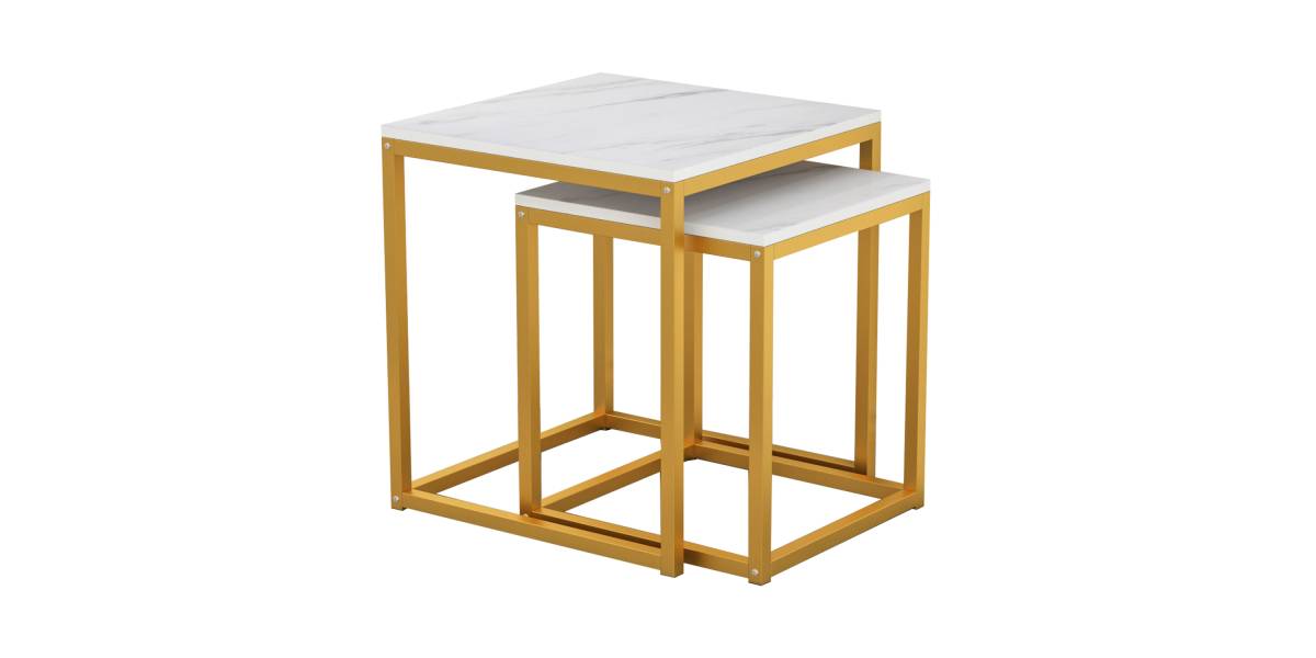 ΖΙΓΚΟΝ GRELAY 2 ΤΕΜ MDF ΟΨΗ ΜΑΡΜΑΡΟΥ & ΜΕΤΑΛΛΟ HM8762.11 45Χ45Χ50εκ. & 37Χ37Χ43 εκ.