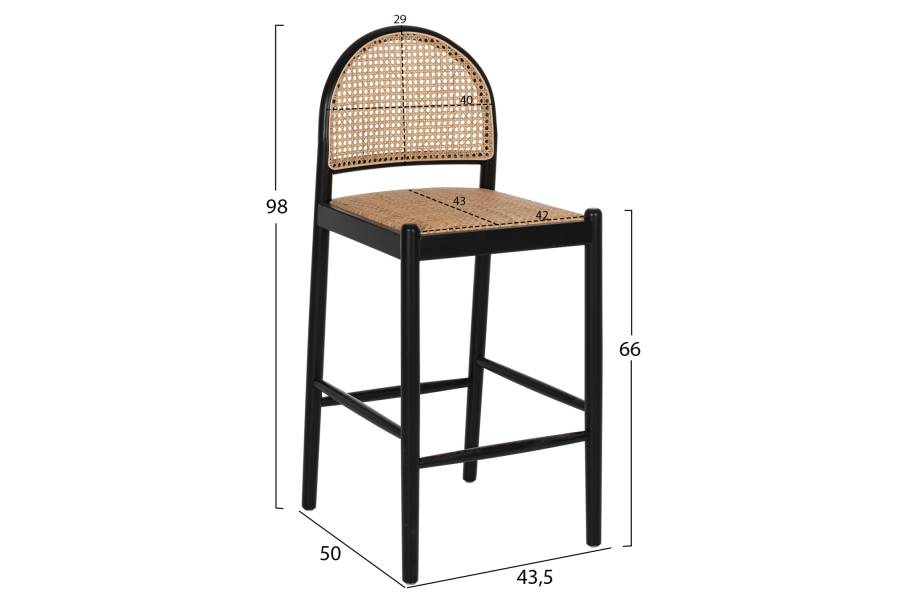 ΣΚΑΜΠΟ ΑΠΟ ΟΞΙΑ-RATTAN ΑΨΙΔΑ ΠΛΑΤΗ ΜΑΥΡΟ 43,5x50x98ΥεκHM9408.02