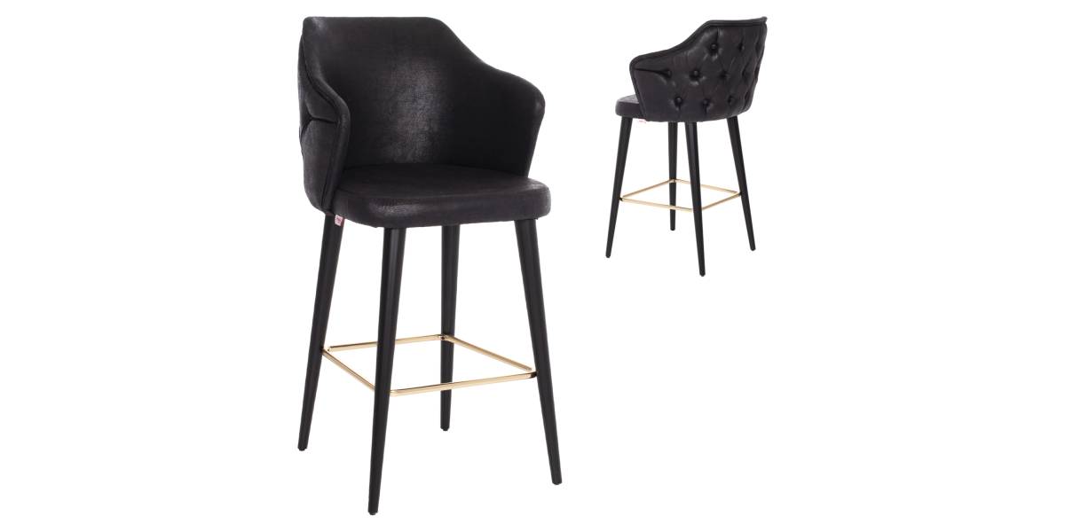 ΣΚΑΜΠΟ BAR ΕΠΑΓΓΕΛΜΑΤΙΚΟ ALONZO HM9281.14 Τ.NUBUCK ΜΑΥΡΟ ΞΥΛΙΝΟ 50x62x108,5Υεκ.