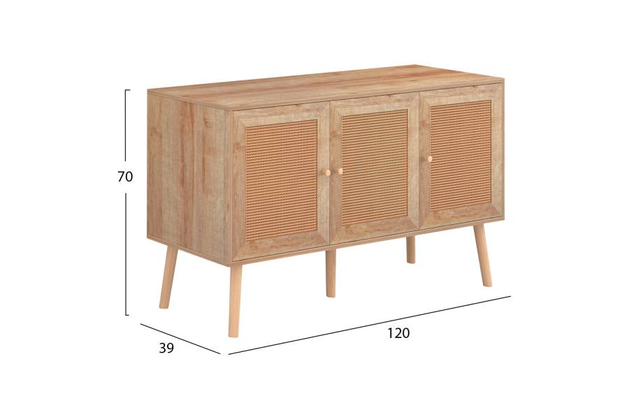 ΜΠΟΥΦΕΣ ΜΕΛΑΜΙΝΗΣ COLM- ΣΥΝΘ. RATTAN ΣΤΙΣ ΠΟΡΤΕΣ HM9220.11 120Χ39Χ70Υεκ.