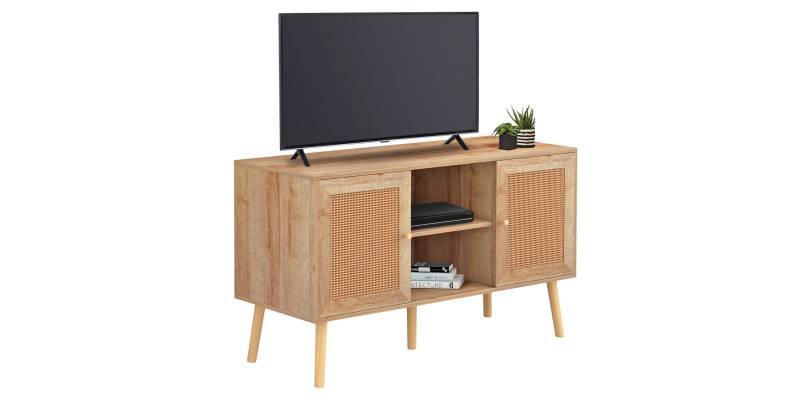 ΕΠΙΠΛΟ TV ΜΕΛΑΜΙΝΗΣ COLM ΜΕ ΠΟΡΤΕΣ RATTAN HM9223.11 ΣΕ ΧΡΩΜΑ ΦΥΣΙΚΟ 120x39x56,5Υεκ.