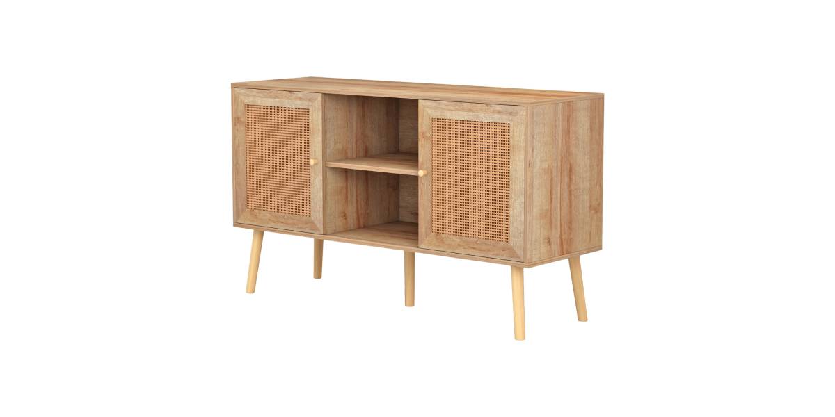 ΕΠΙΠΛΟ TV ΜΕΛΑΜΙΝΗΣ COLM ΜΕ ΠΟΡΤΕΣ RATTAN HM9223.11 ΣΕ ΧΡΩΜΑ ΦΥΣΙΚΟ 120x39x56,5Υεκ.