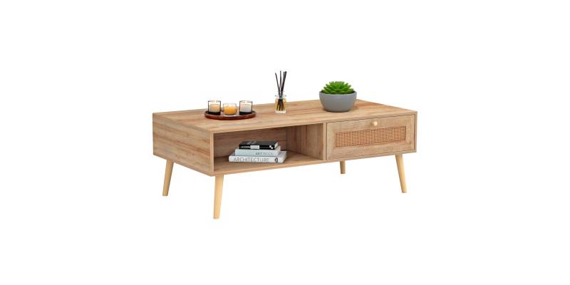 ΤΡΑΠΕΖΙ ΣΑΛΟΝΙΟΥ ΜΕΛΑΜΙΝΗΣ COLM RATTAN HM9224.11 ΣΕ ΦΥΣΙΚΟ ΧΡΩΜΑ 110x59x39,5Yεκ.