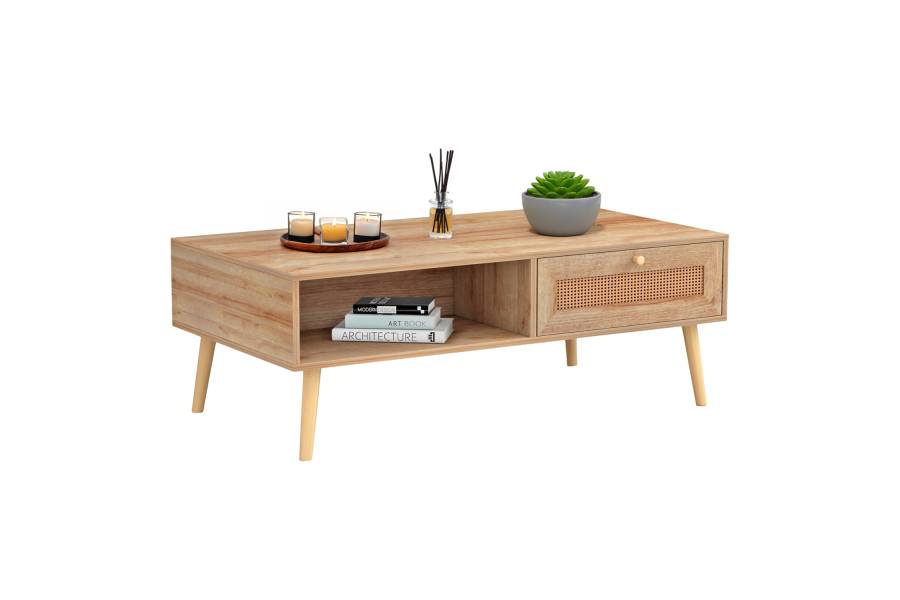ΤΡΑΠΕΖΙ ΣΑΛΟΝΙΟΥ ΜΕΛΑΜΙΝΗΣ COLM RATTAN HM9224.11 ΣΕ ΦΥΣΙΚΟ ΧΡΩΜΑ 110x59x39,5Yεκ.