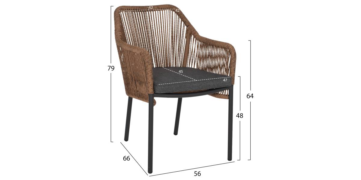 ΠΟΛΥΘΡΟΝΑ ΑΛΟΥΜΙΝΙΟΥ ΓΚΡΙ ΜΕ ΣΧΟΙΝΙ WICKER PE 56x66x79Yεκ. HM5855.03