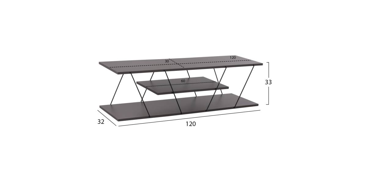 ΕΠΙΠΛΟ ΤΗΛΕΟΡΑΣΗΣ TARS HM8922.20 ΜΕΛΑΜΙΝΗ ΓΚΡΙ 120x32x33Yεκ.