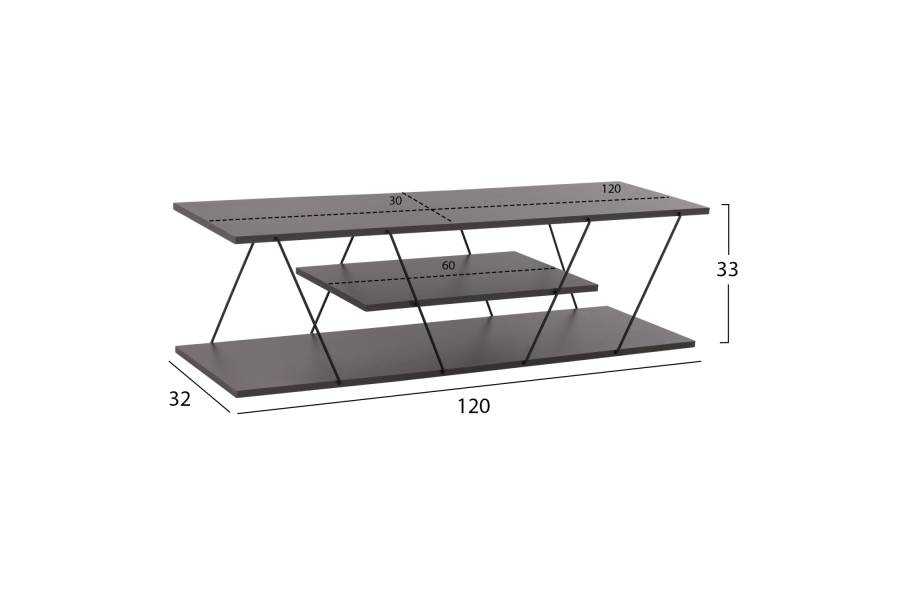 ΕΠΙΠΛΟ ΤΗΛΕΟΡΑΣΗΣ TARS HM8922.20 ΜΕΛΑΜΙΝΗ ΓΚΡΙ 120x32x33Yεκ.