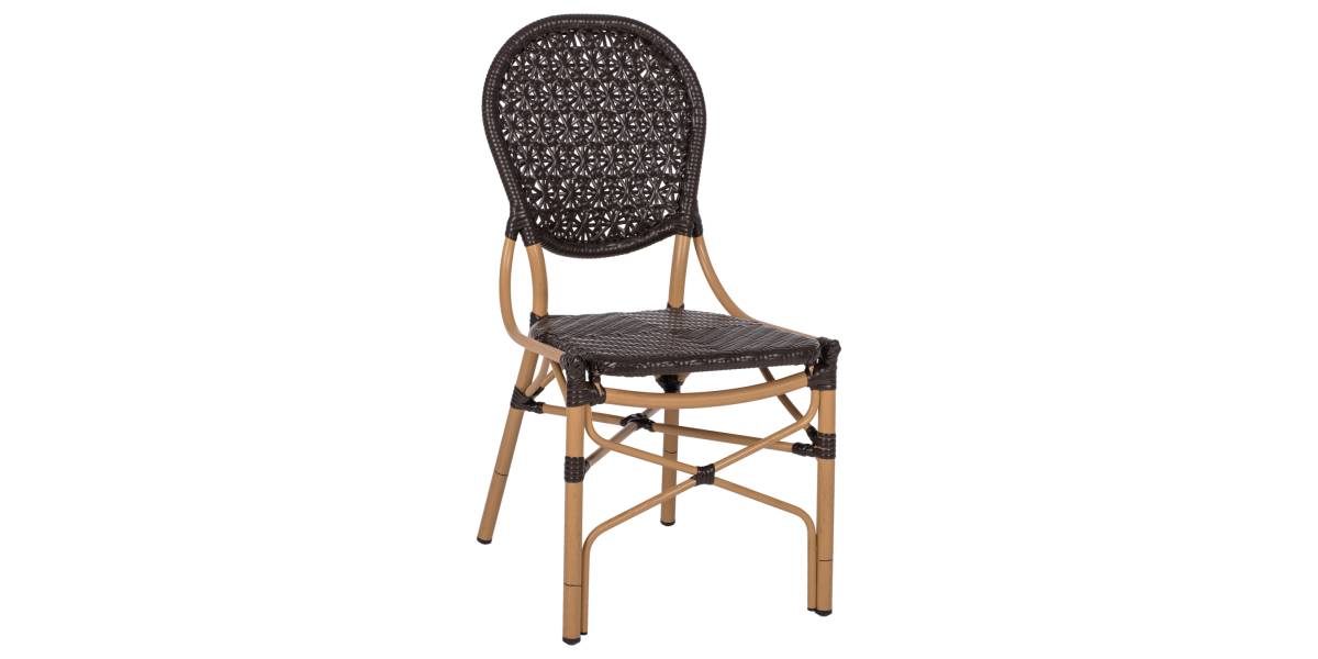 ΚΑΡΕΚΛΑ ΑΛΟΥΜΙΝΙΟΥ BAMBOO LOOK ΜΕ ΚΑΦΕ PE RATTAN HM5925.01 47x58x95Yεκ.