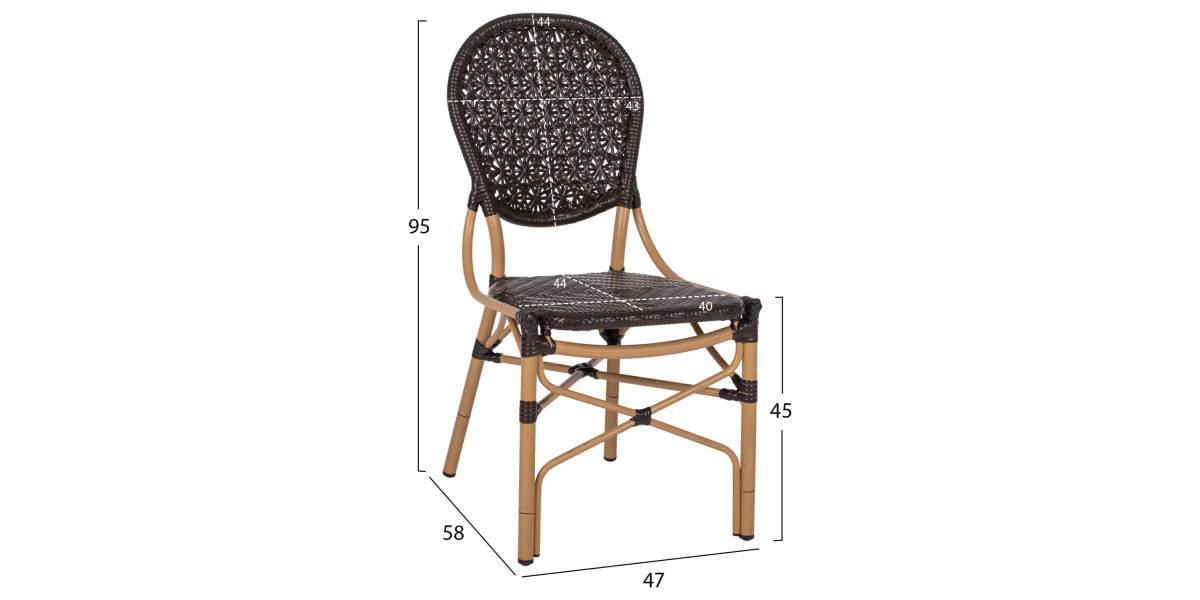 ΚΑΡΕΚΛΑ ΑΛΟΥΜΙΝΙΟΥ BAMBOO LOOK ΜΕ ΚΑΦΕ PE RATTAN HM5925.01 47x58x95Yεκ.