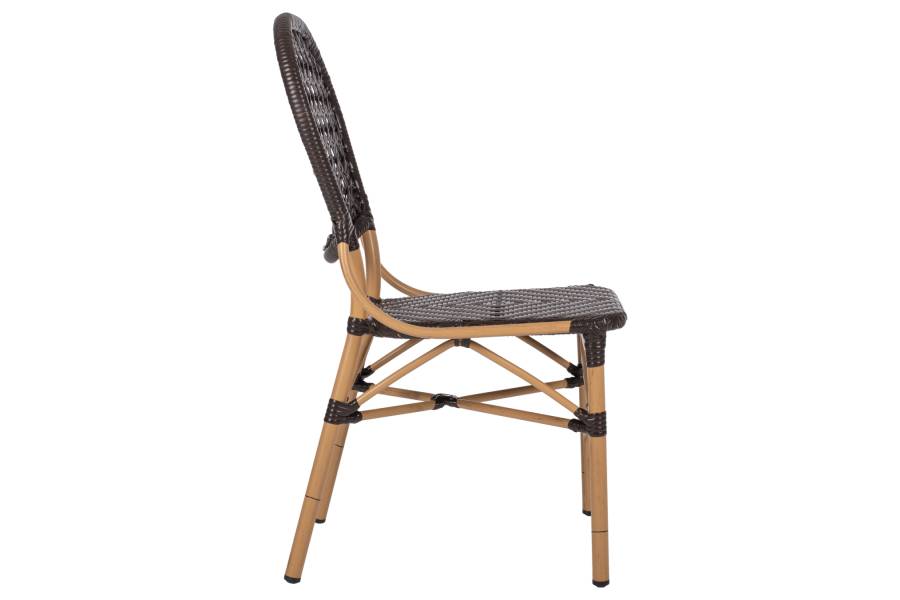 ΚΑΡΕΚΛΑ ΑΛΟΥΜΙΝΙΟΥ BAMBOO LOOK ΜΕ ΚΑΦΕ PE RATTAN HM5925.01 47x58x95Yεκ.