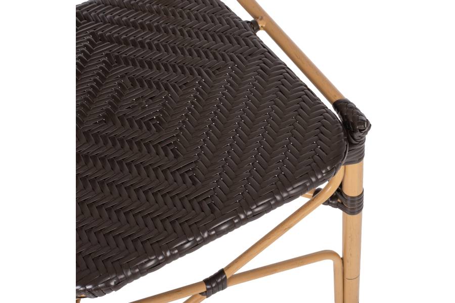 ΚΑΡΕΚΛΑ ΑΛΟΥΜΙΝΙΟΥ BAMBOO LOOK ΜΕ ΚΑΦΕ PE RATTAN HM5925.01 47x58x95Yεκ.
