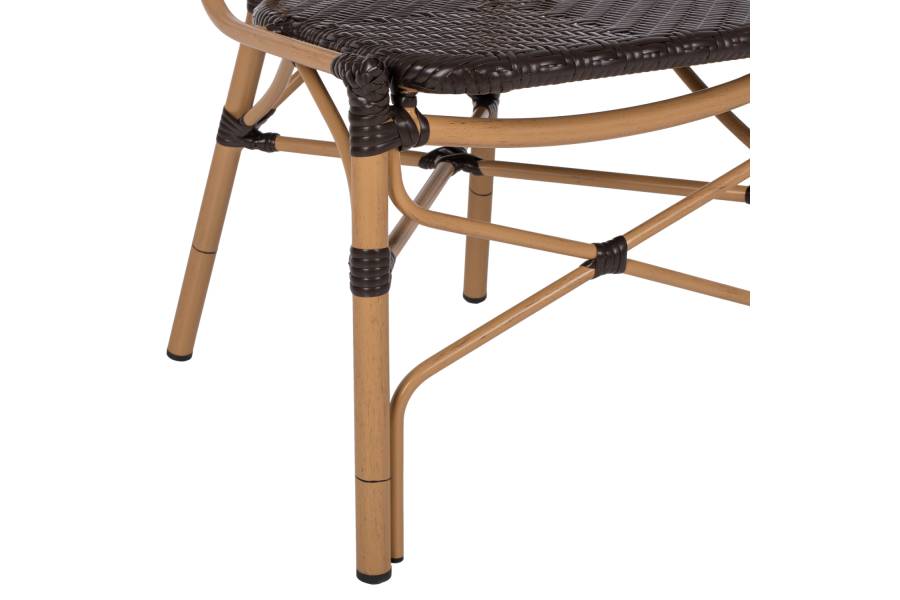 ΚΑΡΕΚΛΑ ΑΛΟΥΜΙΝΙΟΥ BAMBOO LOOK ΜΕ ΚΑΦΕ PE RATTAN HM5925.01 47x58x95Yεκ.