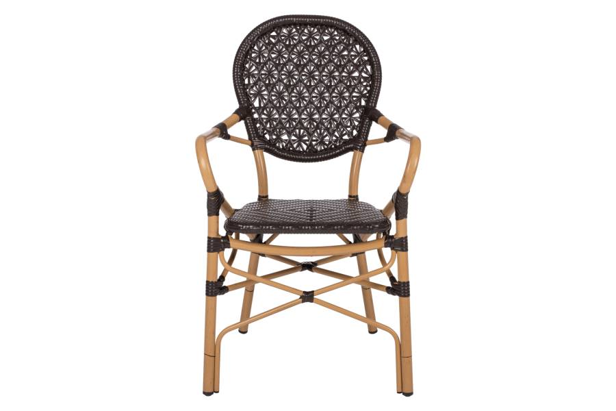 ΠΟΛΥΘΡΟΝΑ ΑΛΟΥΜΙΝΙΟΥ BAMBOO LOOK ΚΑΦΕ ΚΑΙ ΚΑΦΕ PE RATTAN HM5926.01 56x62x95Yεκ.