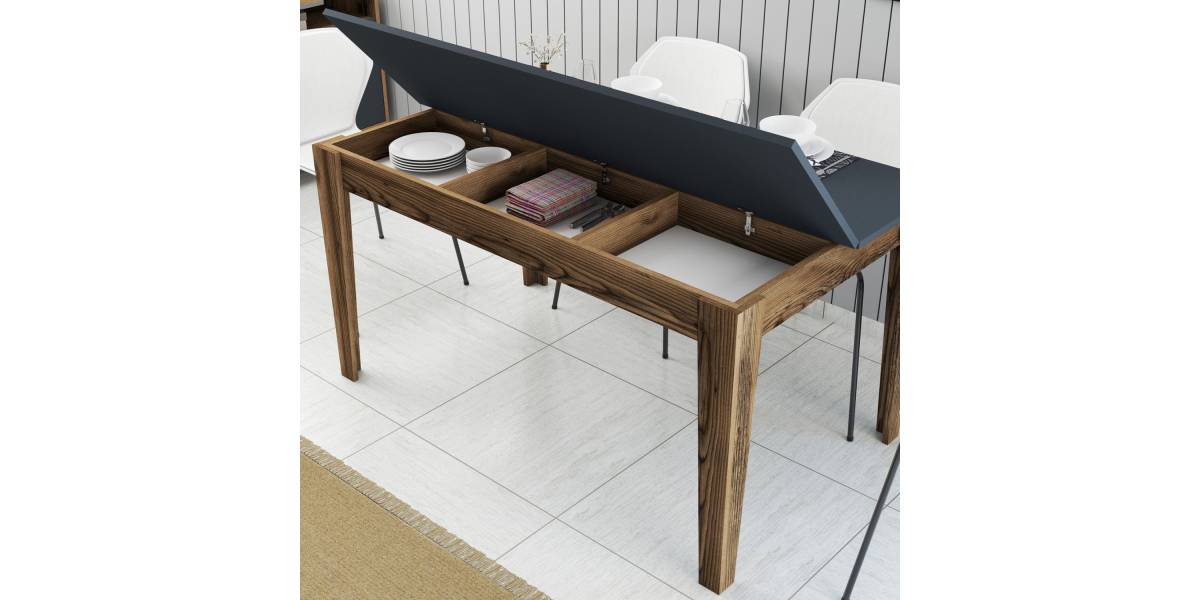 ΤΡΑΠΕΖΙ ΤΡΑΠΕΖΑΡΙΑΣ STANDARD HM9507.01 ΜΕΛΑΜΙΝΗ ΚΑΡΥΔΙ-ΑΝΘΡΑΚΙ ΜΕ ΑΠΟΘ.ΧΩΡΟ 145x88x75Yεκ.