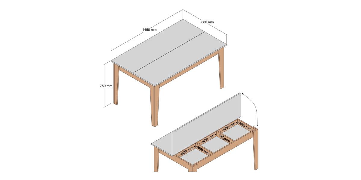 ΤΡΑΠΕΖΙ ΤΡΑΠΕΖΑΡΙΑΣ STANDARD HM9507.04 ΜΕΛΑΜΙΝΗ ΚΑΡΥΔΙ ME ΑΠΟΘHK.ΧΩΡΟ 145x88x75Yεκ.