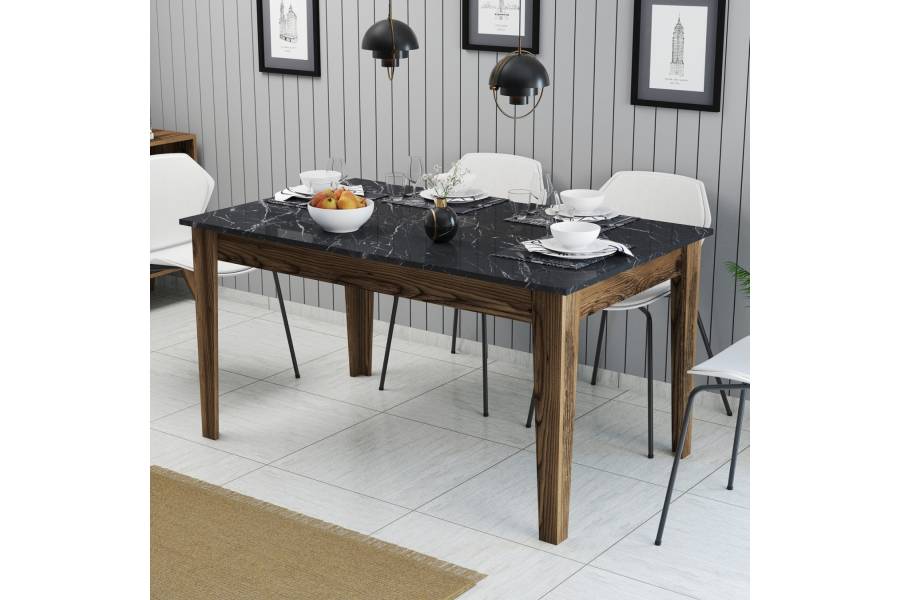 ΤΡΑΠΕΖΙ STANDARD HM9507.05 ΜΕΛΑΜΙΝΗ ΚΑΡΥΔΙ-ΜΑΥΡΟ ΜΑΡΜΑΡΟ ΜΕ ΑΠΟΘ.ΧΩΡΟ 145x88x75Yεκ.