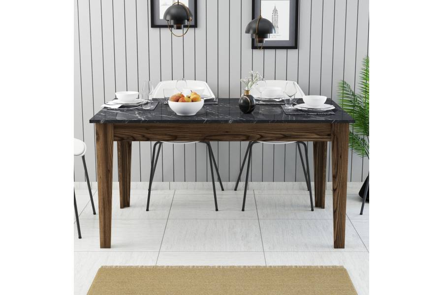 ΤΡΑΠΕΖΙ STANDARD HM9507.05 ΜΕΛΑΜΙΝΗ ΚΑΡΥΔΙ-ΜΑΥΡΟ ΜΑΡΜΑΡΟ ΜΕ ΑΠΟΘ.ΧΩΡΟ 145x88x75Yεκ.