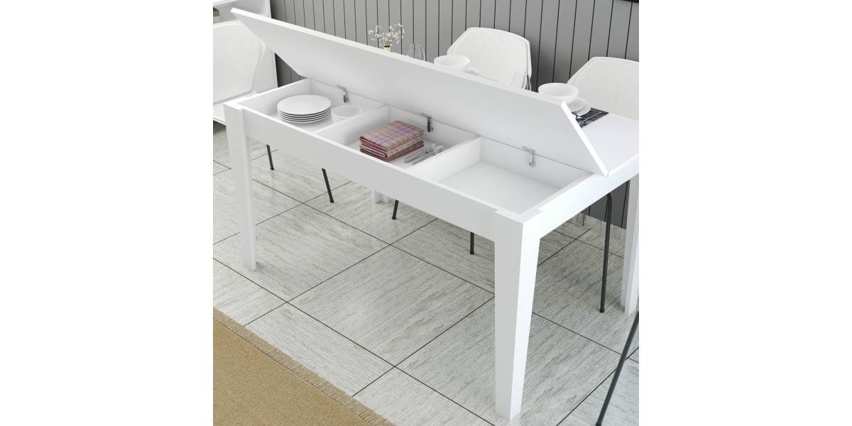 ΤΡΑΠΕΖΙ ΤΡΑΠΕΖΑΡΙΑΣ STANDARD HM9507.06 ΜΕΛΑΜΙΝΗ ΛΕΥΚΗ ΜΕ ΑΠΟΘΗΚ.ΧΩΡΟ 145x88x75Yεκ.
