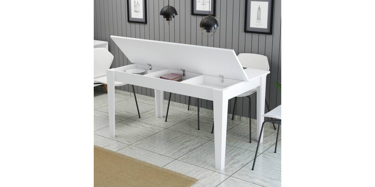 ΤΡΑΠΕΖΙ ΤΡΑΠΕΖΑΡΙΑΣ STANDARD HM9507.06 ΜΕΛΑΜΙΝΗ ΛΕΥΚΗ ΜΕ ΑΠΟΘΗΚ.ΧΩΡΟ 145x88x75Yεκ.