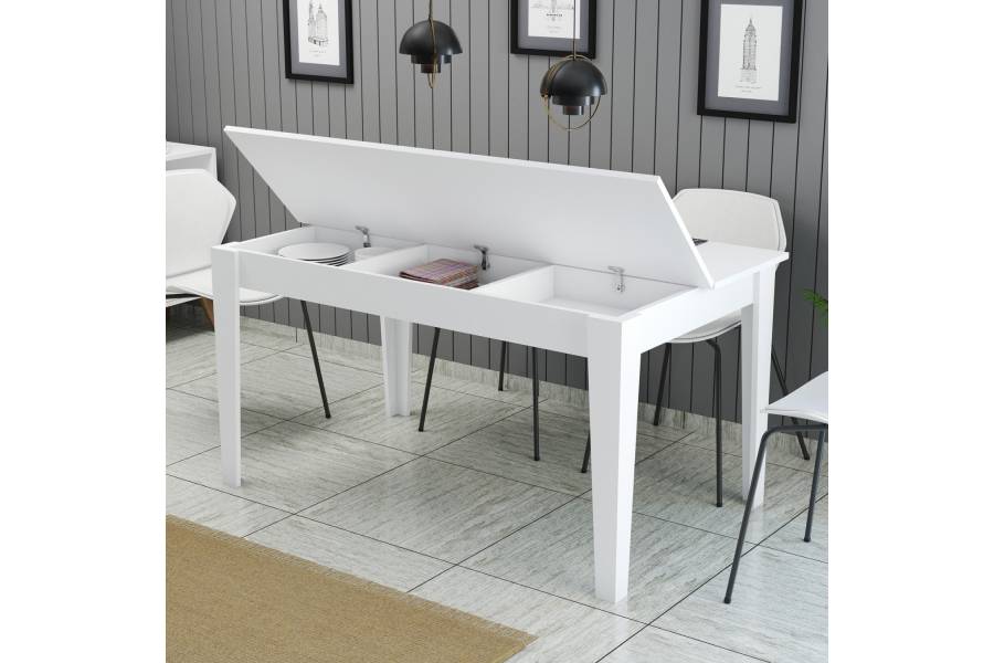 ΤΡΑΠΕΖΙ ΤΡΑΠΕΖΑΡΙΑΣ STANDARD HM9507.06 ΜΕΛΑΜΙΝΗ ΛΕΥΚΗ ΜΕ ΑΠΟΘΗΚ.ΧΩΡΟ 145x88x75Yεκ.