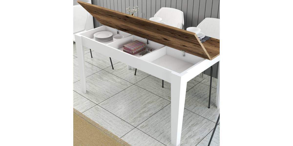ΤΡΑΠΕΖΙ ΤΡΑΠΕΖΑΡΙΑΣ STANDARD HM9507.07 ΜΕΛΑΜΙΝΗ ΛΕΥΚΗ-ΚΑΡΥΔΙ ΜΕ ΑΠΟΘ.ΧΩΡΟ 145x88x75Yεκ.