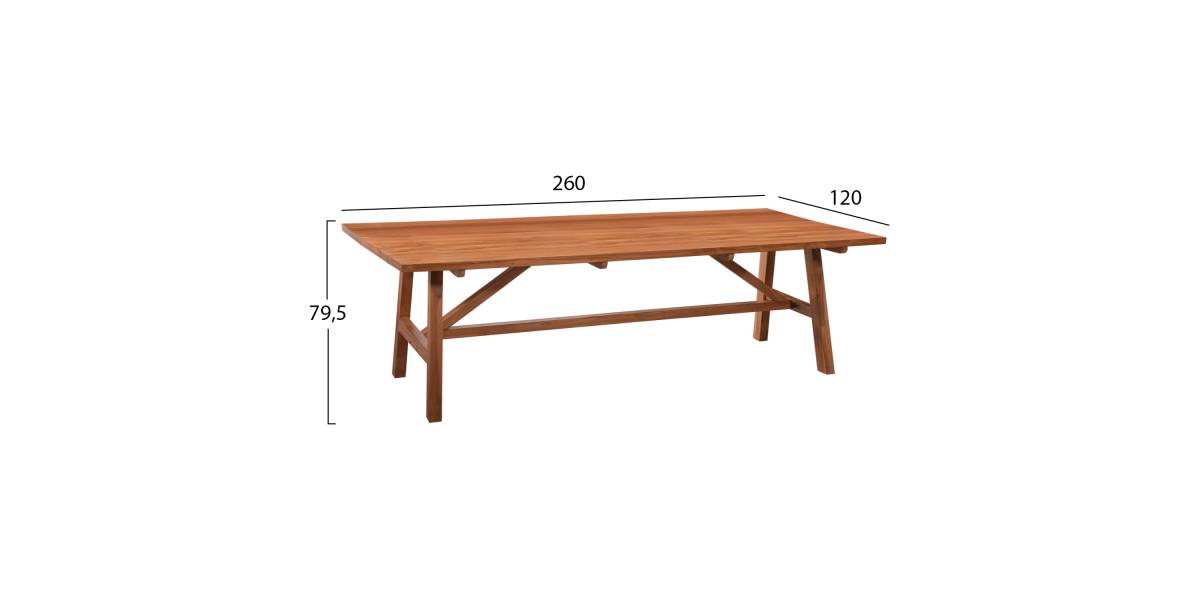 ΤΡΑΠΕΖΙ ΤΡΑΠΕΖΑΡΙΑΣ GROOVE HM9453.01 ΑΠΟ ΞΥΛΟ ΤΕΑΚ ΚΑΡΥΔΙ 260x120x79,5Υ εκ.
