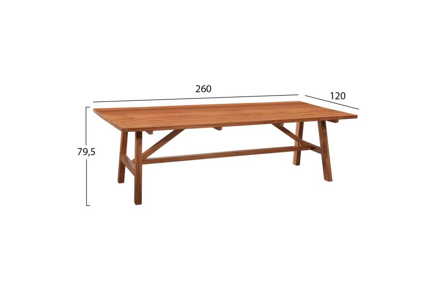 ΤΡΑΠΕΖΙ ΤΡΑΠΕΖΑΡΙΑΣ GROOVE HM9453.01 ΑΠΟ ΞΥΛΟ ΤΕΑΚ ΚΑΡΥΔΙ 260x120x79,5Υ εκ.