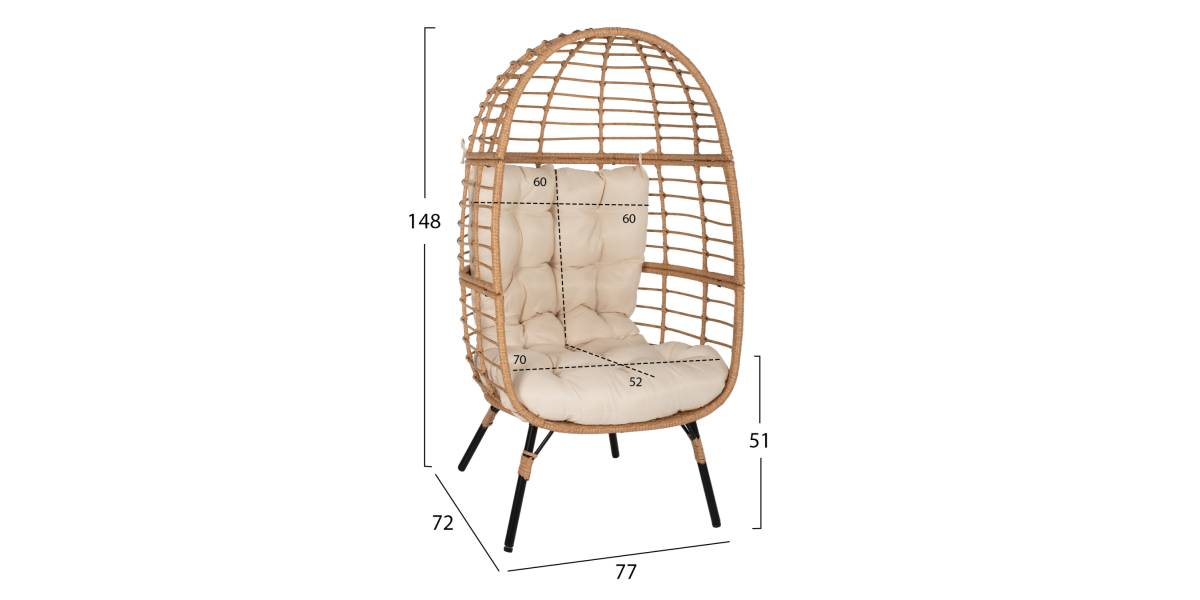 ΠΟΛΥΘΡΟΝΑ Τ.ΦΩΛΙΑ RATTAN HM5869.01 ΜΕΤΑΛ. ΠΟΔΙΑ ΜΑΥΡΑ 77x72x148 εκ.