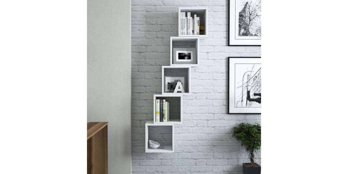 ΣΕΤ ΡΑΦΙΑ ΤΟΙΧΟΥ 5ΤΜΧ ΜΕΛΑΜΙΝΗΣ HM9519.03 ΛΕΥΚΟ 30x30x24Y εκ.