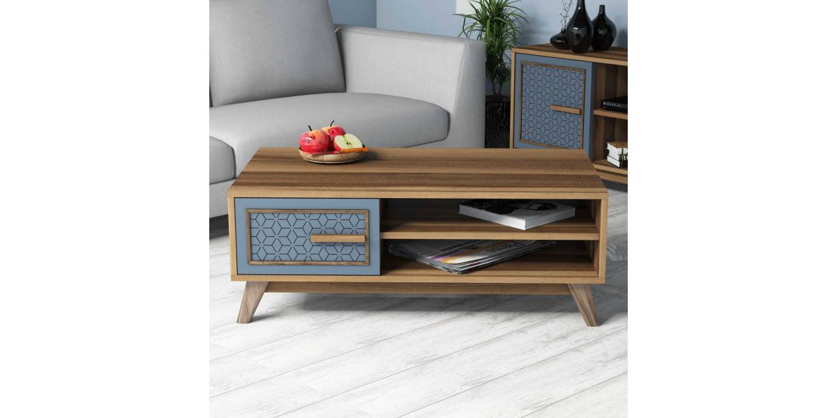 ΤΡΑΠΕΖΙ ΣΑΛΟΝΙΟΥ ΜΕΛΑΜΙΝΗΣ ΣΕ ΚΑΡΥΔΙ ΜΕ ΓΚΡΙ ΣΙΕΛ ΠΟΡΤΑΚΙ HM9497.02 105x60x38,2Υεκ