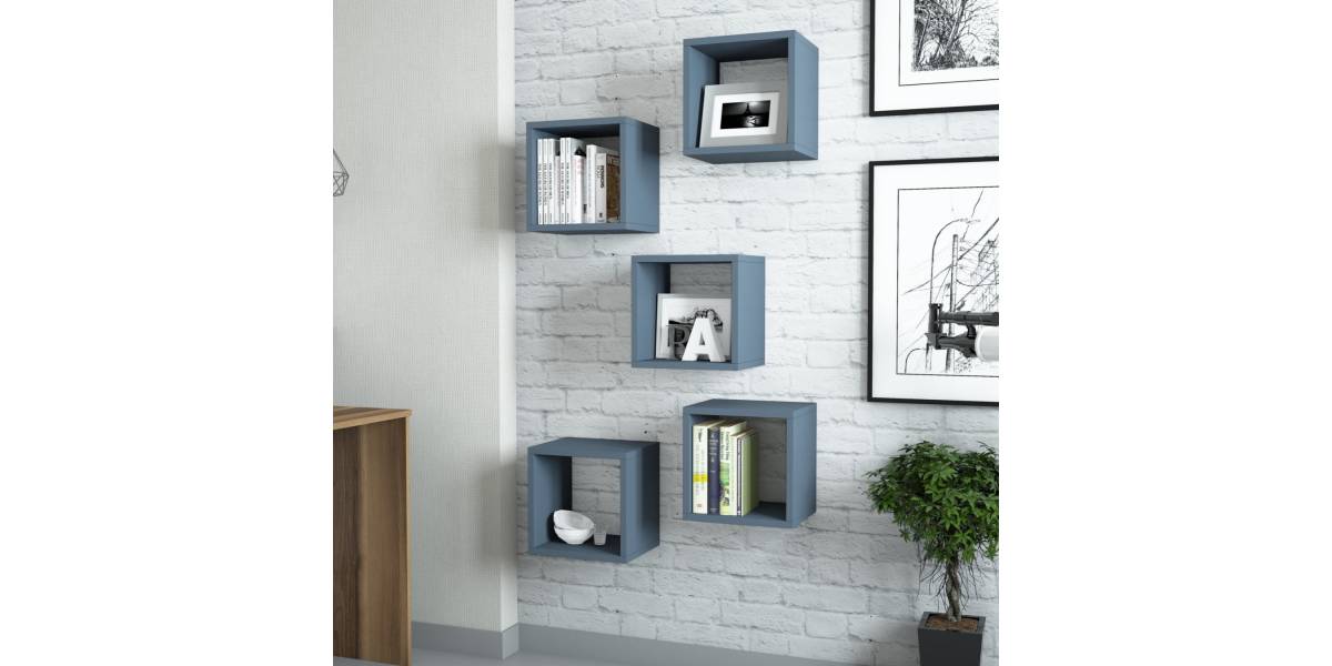 ΣΕΤ ΡΑΦΙΑ ΤΟΙΧΟΥ 5ΤΜΧ ΜΕΛΑΜΙΝΗΣ HM9519.05 ΜΠΛΕ 30x30x24Y εκ.