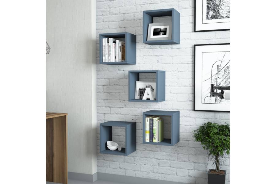 ΣΕΤ ΡΑΦΙΑ ΤΟΙΧΟΥ 5ΤΜΧ ΜΕΛΑΜΙΝΗΣ HM9519.05 ΜΠΛΕ 30x30x24Y εκ.