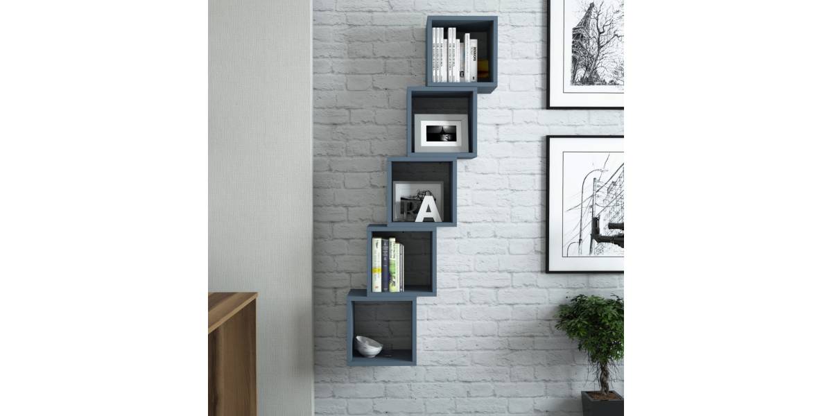 ΣΕΤ ΡΑΦΙΑ ΤΟΙΧΟΥ 5ΤΜΧ ΜΕΛΑΜΙΝΗΣ HM9519.05 ΜΠΛΕ 30x30x24Y εκ.