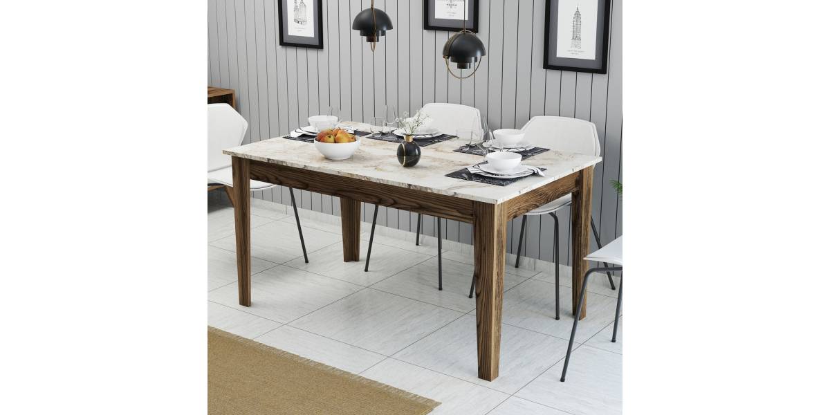 ΤΡΑΠΕΖΙ STANDARD HM9507.03 ΜΕΛΑΜΙΝΗ ΚΑΡΥΔΙ-ΛΕΥΚΟ ΜΑΡΜΑΡΟ ΜΕ ΑΠΟΘ.ΧΩΡΟ 145x88x75Yεκ.