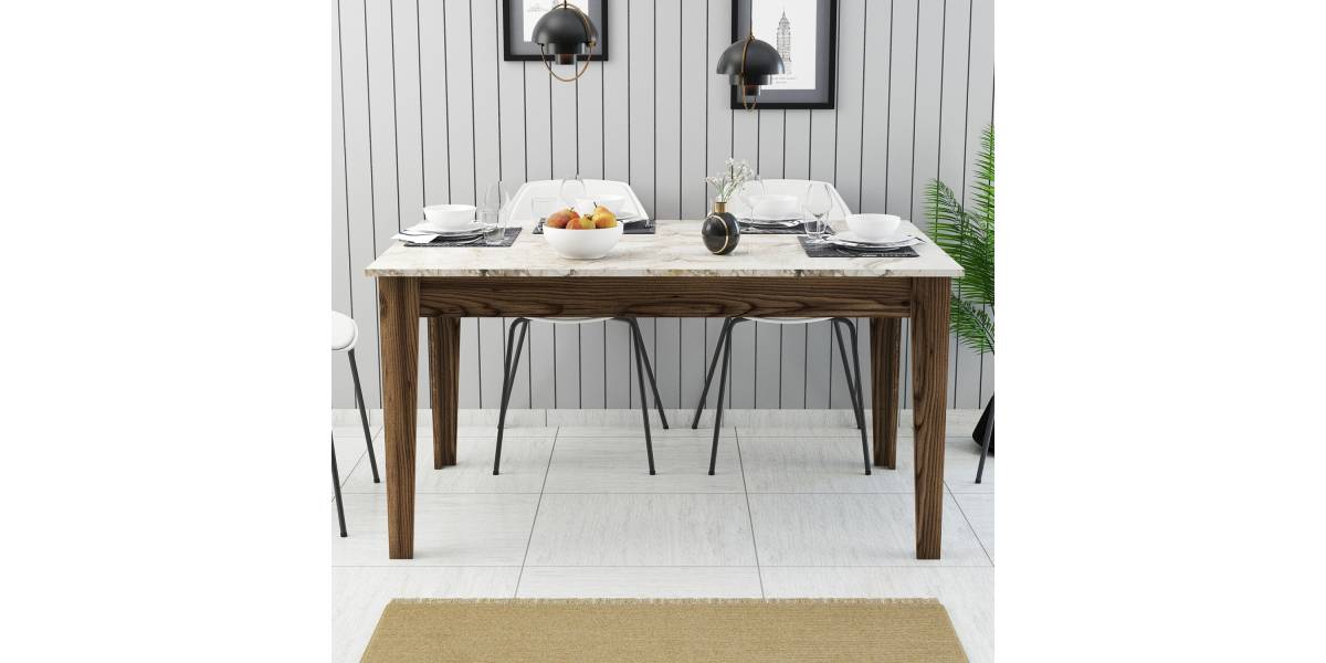 ΤΡΑΠΕΖΙ STANDARD HM9507.03 ΜΕΛΑΜΙΝΗ ΚΑΡΥΔΙ-ΛΕΥΚΟ ΜΑΡΜΑΡΟ ΜΕ ΑΠΟΘ.ΧΩΡΟ 145x88x75Yεκ.