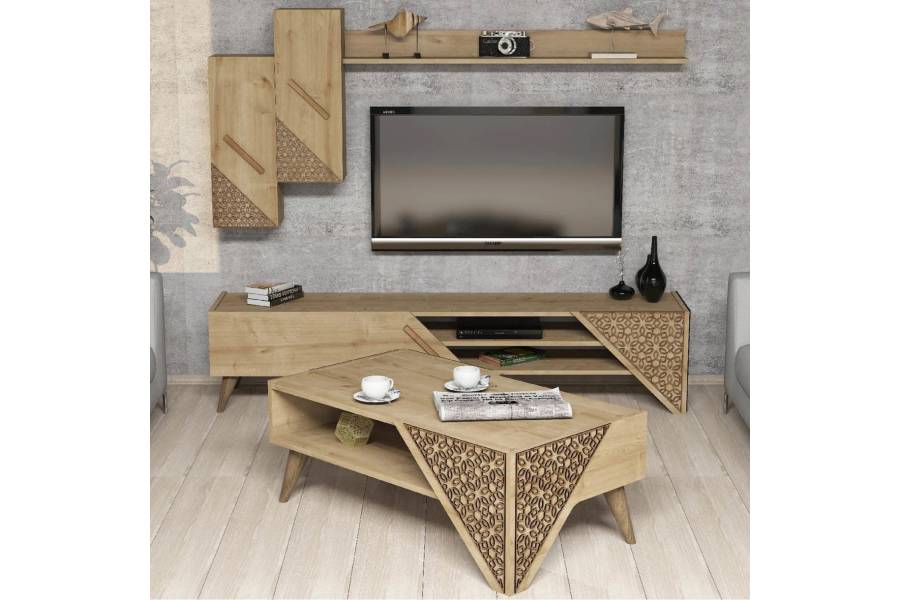 ΣΥΝΘΕΣΗ ΣΑΛΟΝΙΟΥ ΜΕΛΑΜΙΝΗΣ 2 ΤΜΧ ΦΥΣΙΚΟ OAK HM11849.01
