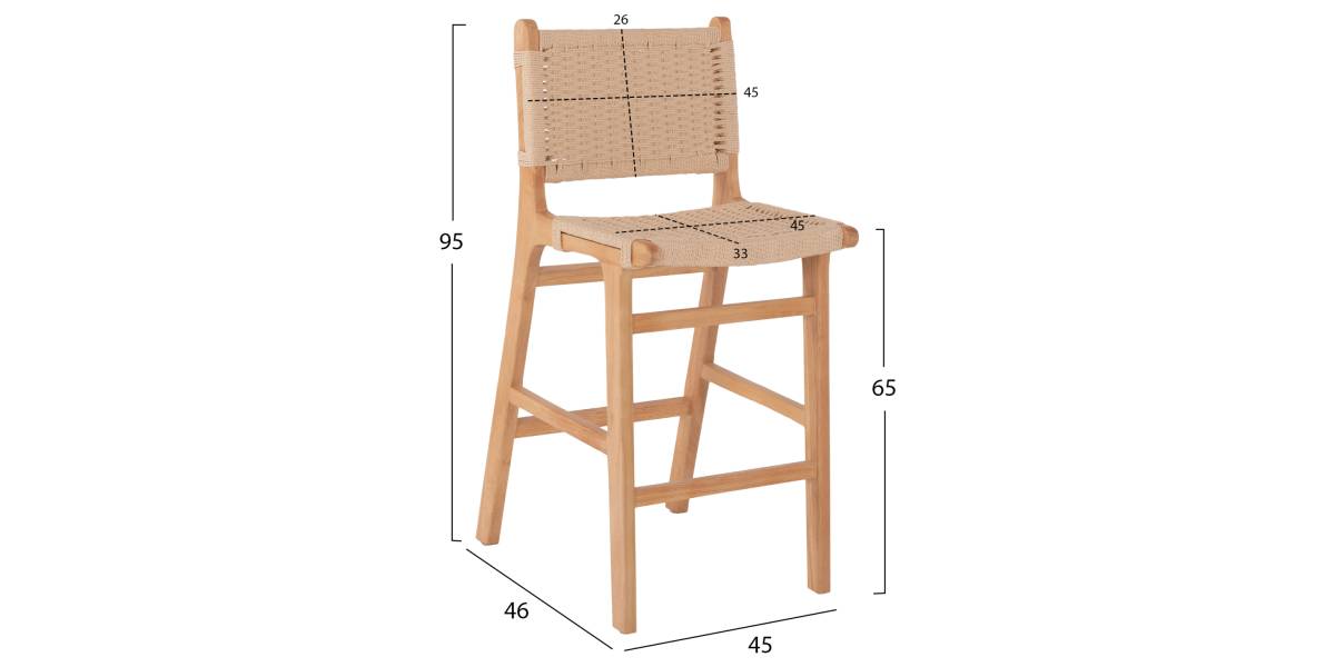 ΣΚΑΜΠΟ ΜΕΣΑΙΟΥ ΥΨΟΥΣ HM9332.01 RUBBERWOOD & ΣΧΟΙΝΙ- ΦΥΣΙΚΟ ΧΡΩΜΑ 45x46x95Υεκ.