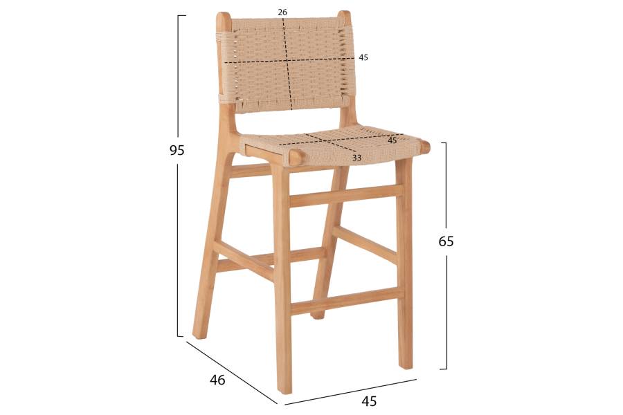 ΣΚΑΜΠΟ ΜΕΣΑΙΟΥ ΥΨΟΥΣ HM9332.01 RUBBERWOOD & ΣΧΟΙΝΙ- ΦΥΣΙΚΟ ΧΡΩΜΑ 45x46x95Υεκ.