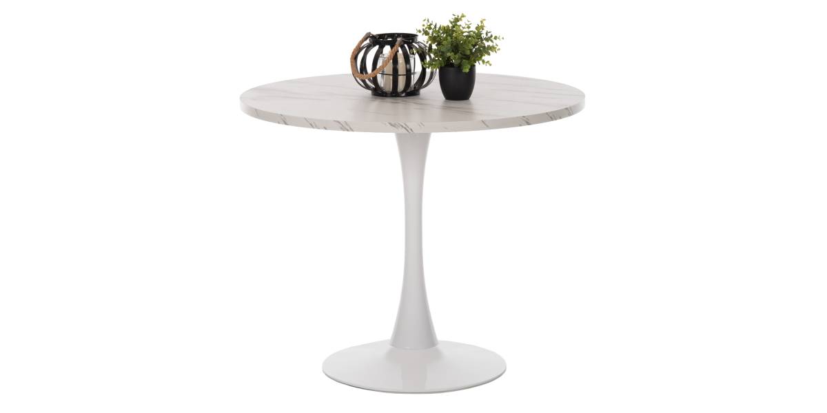 ΤΡΑΠΕΖΙ ΤΡΑΠΕΖΑΡΙΑΣ ROLLO HM9421.01 ΣΤΡΟΓΓΥΛΟ WHITE MARBLE Φ90x74Y εκ.