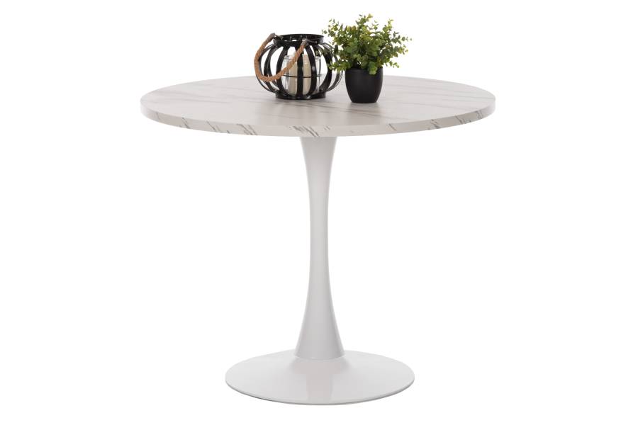 ΤΡΑΠΕΖΙ ΤΡΑΠΕΖΑΡΙΑΣ ROLLO HM9421.01 ΣΤΡΟΓΓΥΛΟ WHITE MARBLE Φ90x74Y εκ.