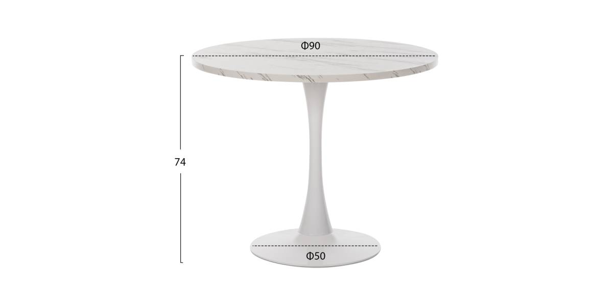 ΤΡΑΠΕΖΙ ΤΡΑΠΕΖΑΡΙΑΣ ROLLO HM9421.01 ΣΤΡΟΓΓΥΛΟ WHITE MARBLE Φ90x74Y εκ.